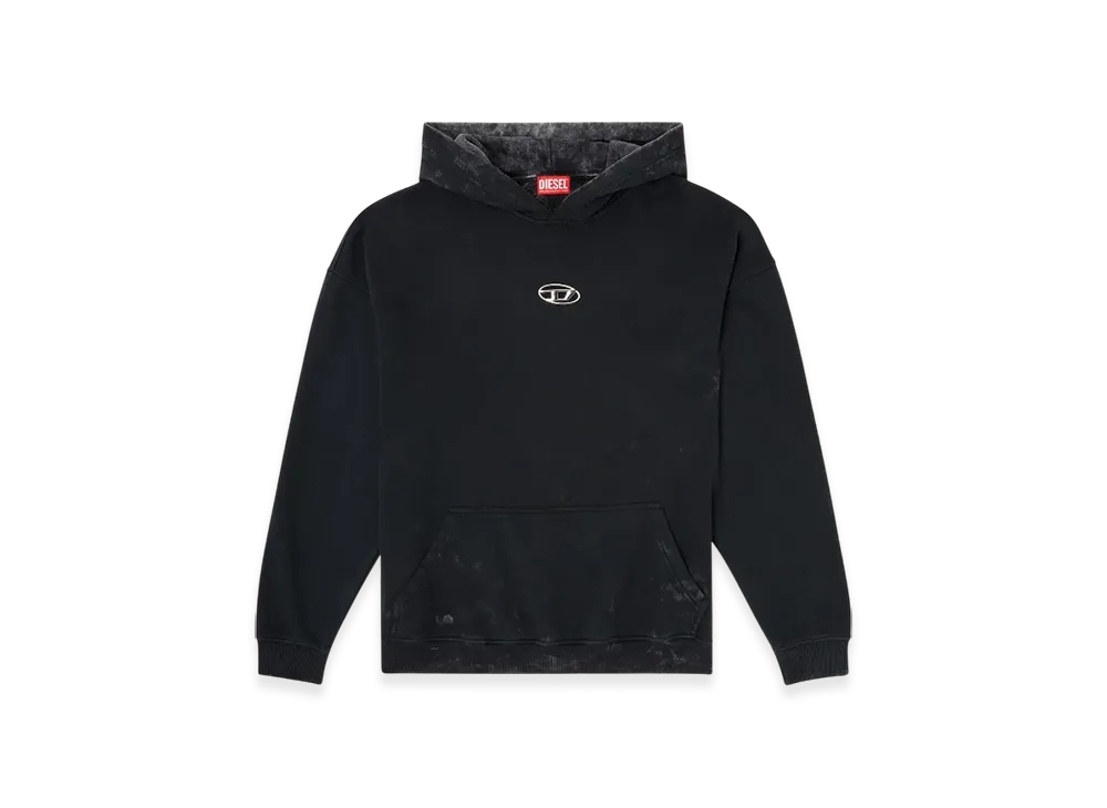 Diesel S-Boxt-Hood-T10 Hoodie With Cut-Out Metal Oval D "Black"