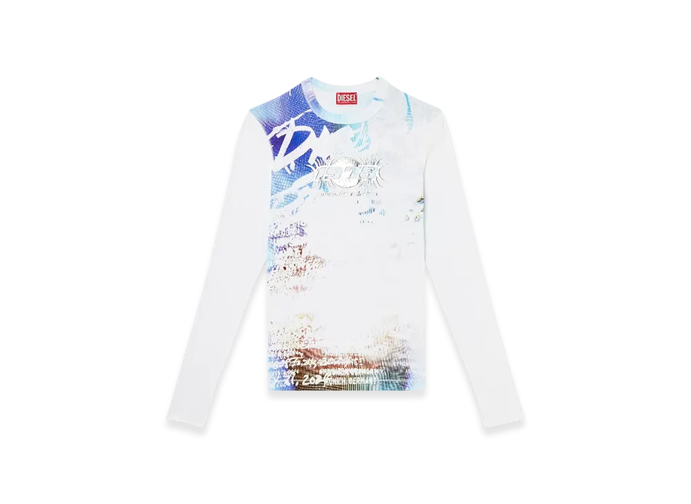 Diesel T-Ribber-LS-T3 Long-Sleeve T-Shirt With Graffiti Print "141A"