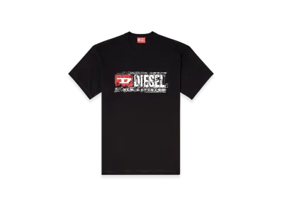 Diesel T-Norm-T6 T-Shirt With Flocked Diesel Denim Division Logo "Black"