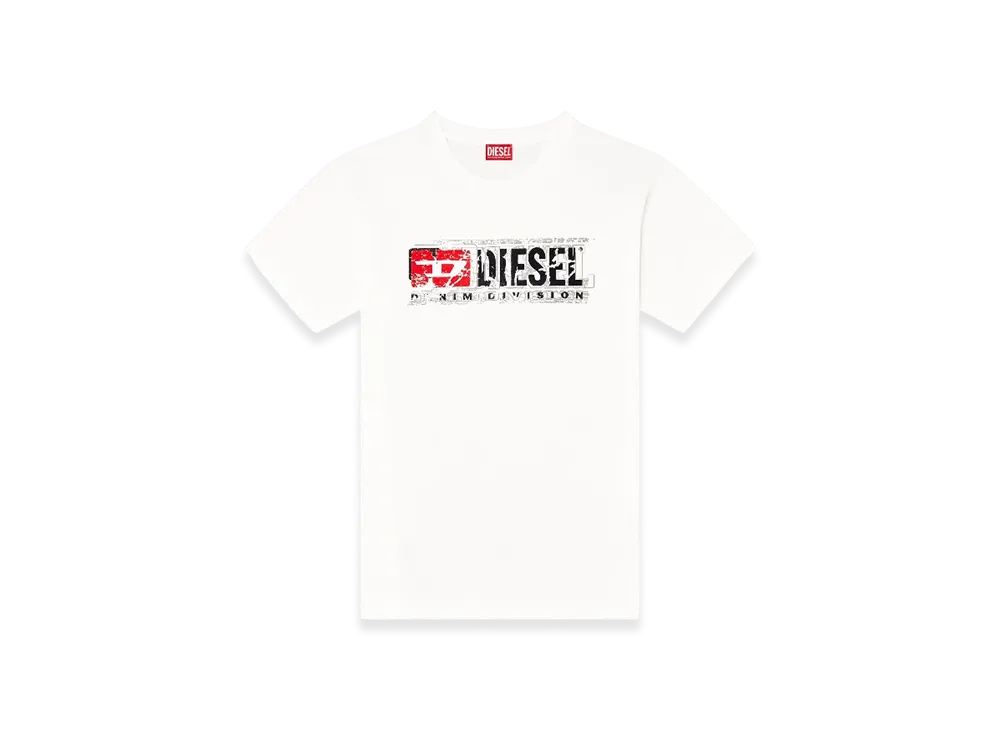 Diesel T-Norm-T6 T-Shirt With Flocked Diesel Denim Division Logo "White"