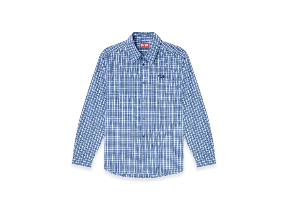Diesel S-Simply-Dlbv Checked Shirt With Oval D Embroidery "Blue White"