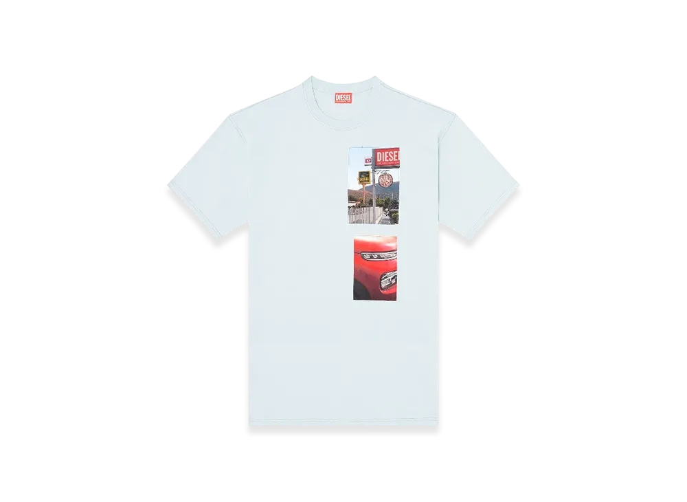 Diesel T-Boxt-T3 T-Shirt With Logo Photo Patches "Light Blue"