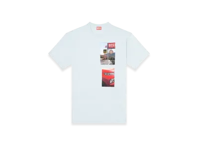 Diesel T-Boxt-T3 T-Shirt With Logo Photo Patches "Light Blue"