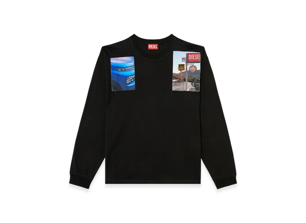 Diesel T-Boxt-LS-T5 Long-Sleeve T-Shirt With Logo Photo Patches "Black"