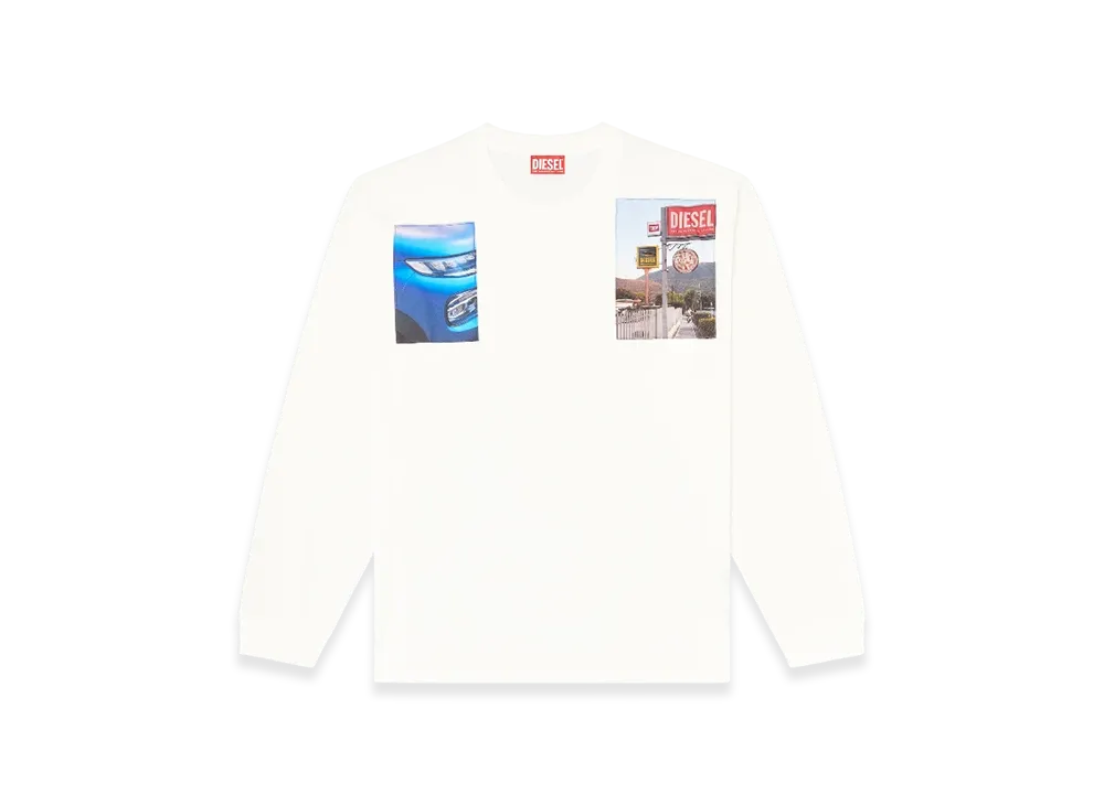 Diesel T-Boxt-LS-T5 Long-Sleeve T-Shirt With Logo Photo Patches "White"