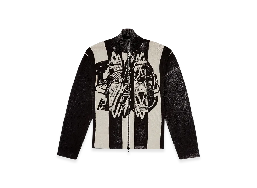 ディーゼル K オリバ Jkt インサイドプリントストライプ ジップカーディガン "ブラック ホワイト"