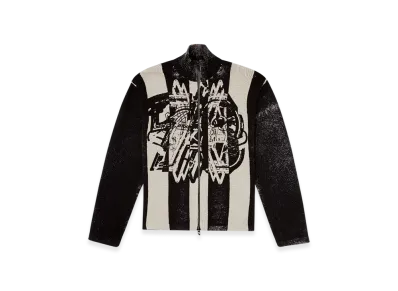 Diesel K-Oliba-Jkt Inside-Print Striped Zipped Cardigan "Black White"