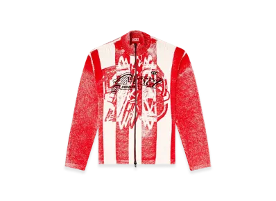 Diesel K-Oliba-Jkt Inside-Print Striped Zipped Cardigan "Red White"