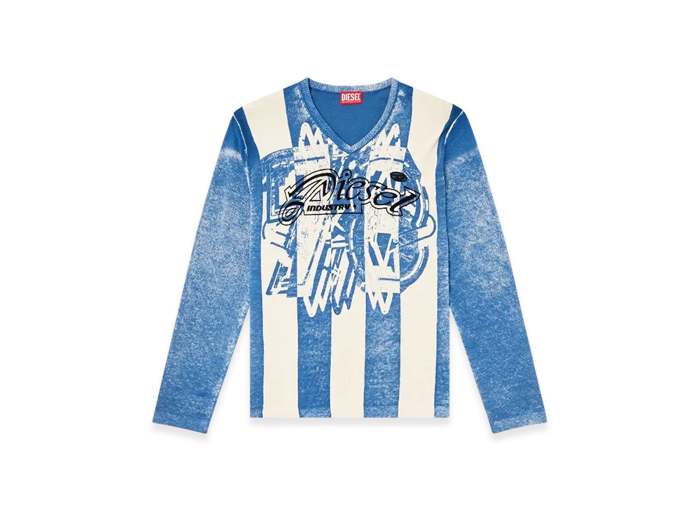 Diesel K-Oliba-V Inside-Print Striped Jumper "Blue White"