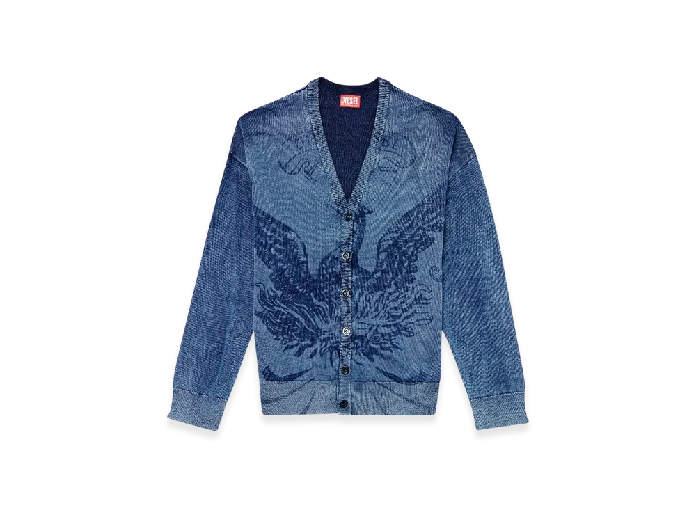 Diesel K-Fenicar Indigo Cardigan With Phoenix Logo "Blue"