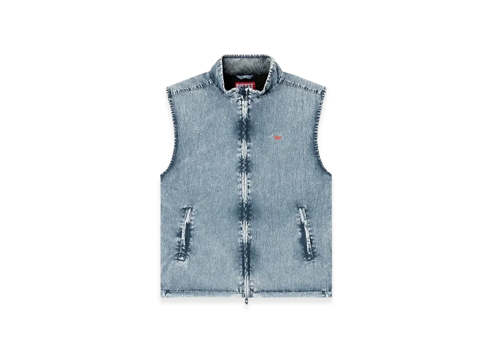 Diesel J-Erb Vest In Recycled Nylon Taslan "Medium Blue"