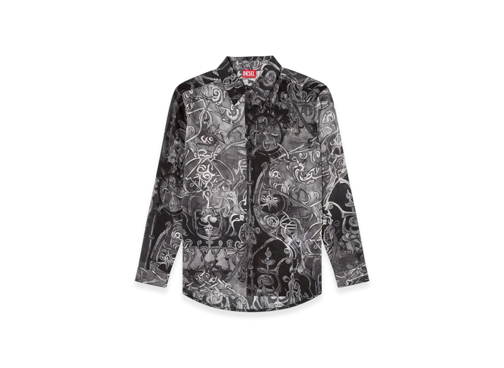 Diesel S-Simply-B-Ajfw Tencel Shirt With Medieval Print "Black"