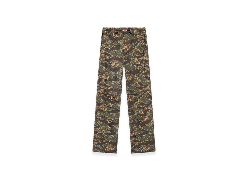 Diesel P-Anic Cargo Pants In Camo-Print Nylon "Military Green"