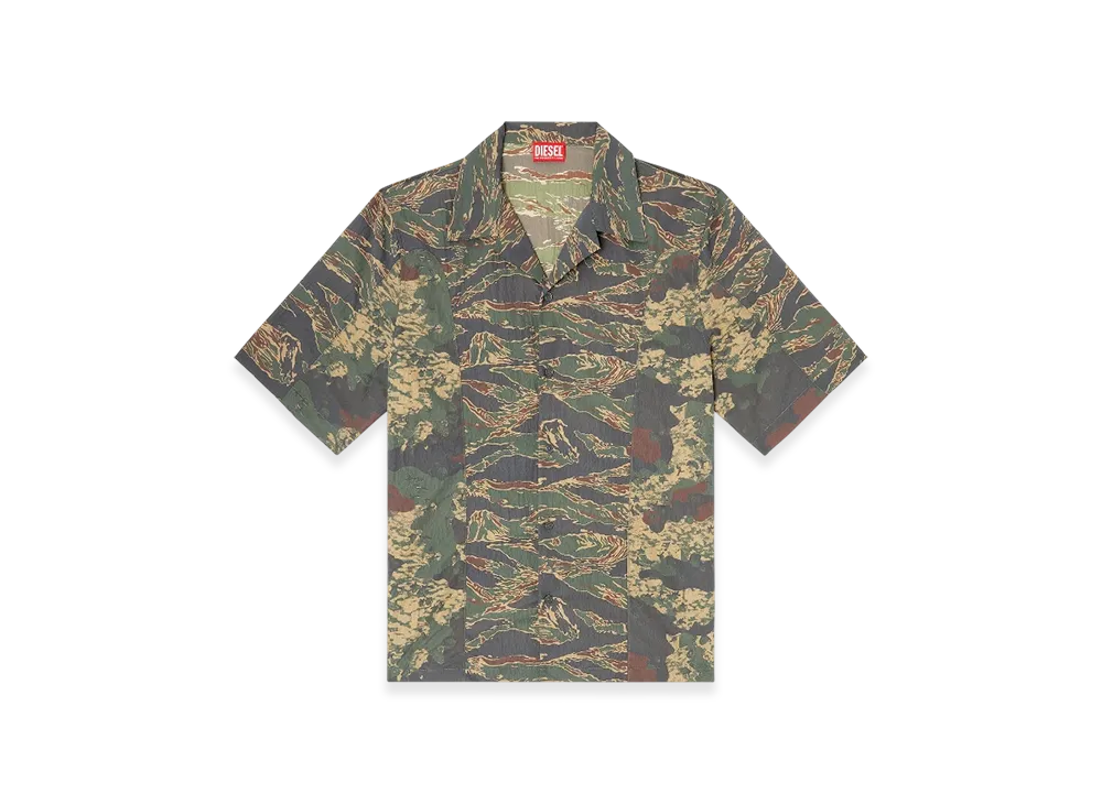 Diesel S-Brack-Epbw Shirt With Mixed Camo Prints "Military Green"