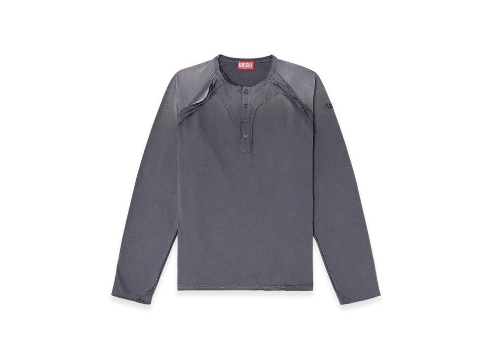 Diesel T-Rawgy Long-Sleeve T-Shirt With Peel-Off Effect "Gray"