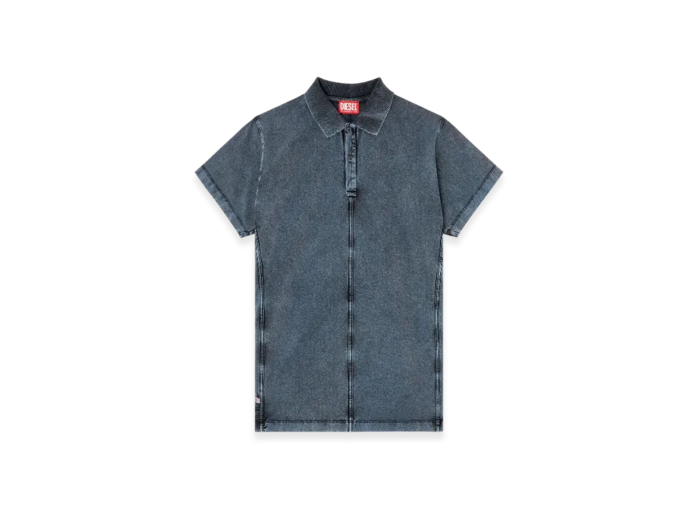 Diesel T-Nomely Polo Shirt In Denim-Look Jersey "Dark Blue"