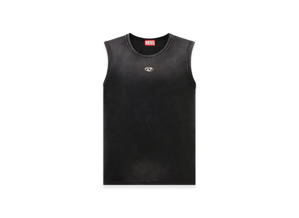 Diesel T-Brico-New Faded Tank Top With Cut-Out Oval D "Black"