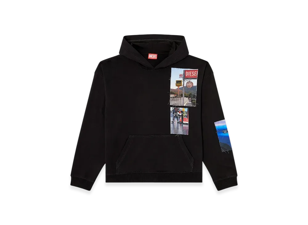 Diesel S-Boxt-Hood-T6 Hoodie With Logo Photo Patches "Black"