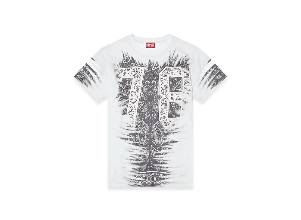Diesel T-Boxt-78-R1 T-Shirt With 78 Bandana Print "White"