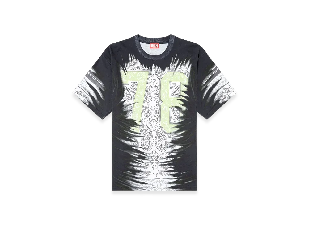 Diesel T-Boxt-78-R1 T-Shirt With 78 Bandana Print "Black"