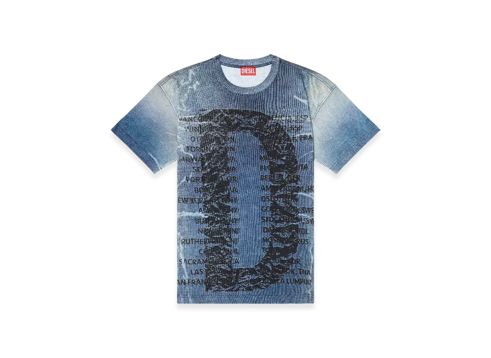 Diesel T-Norm-R2 T-Shirt With Rib-Knit D Print "Blue"