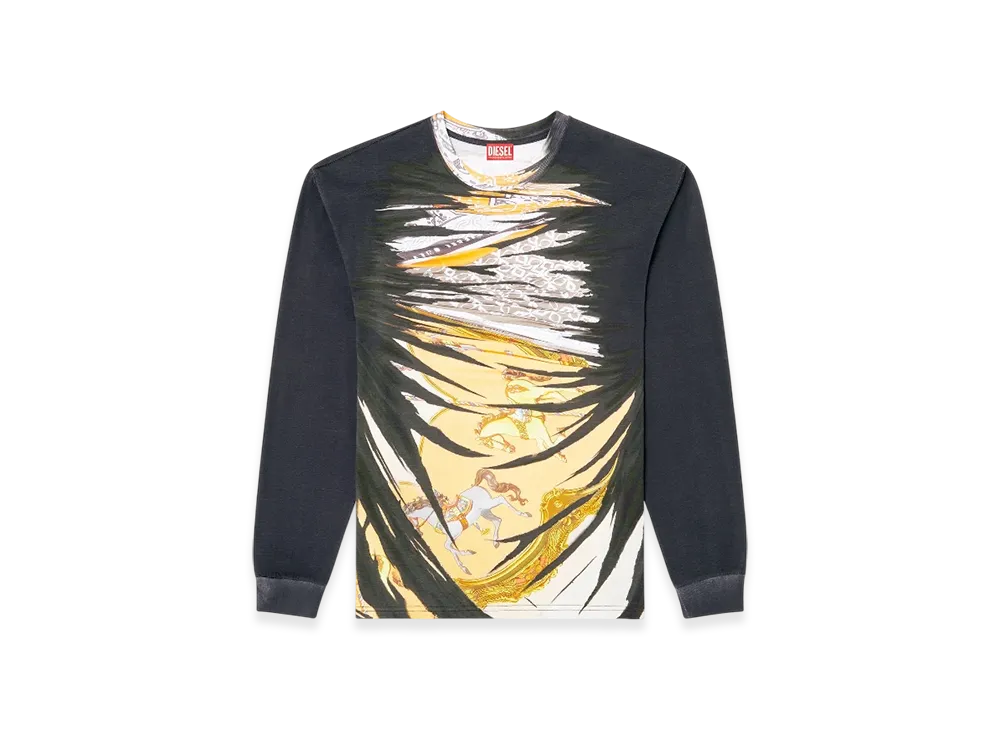 Diesel T-Boxt-LS-R2 Long-Sleeve T-Shirt With Bandana Print "Black Yellow"