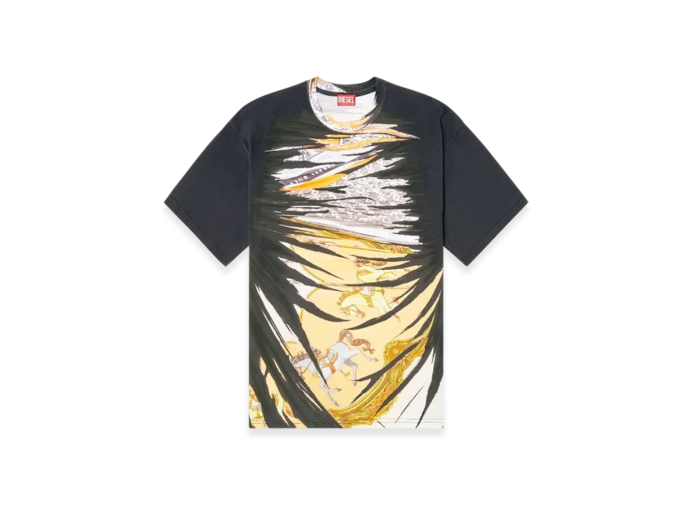 Diesel T-Boxt-R25 T-Shirt With Legal Bandana Print "Black Yellow"