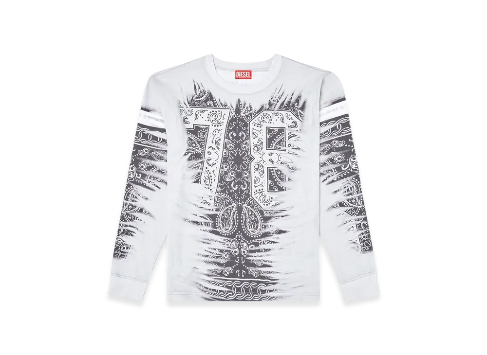 Diesel T-Norm-LS-R1 Long-Sleeve T-Shirt With 78 Print "Black White"