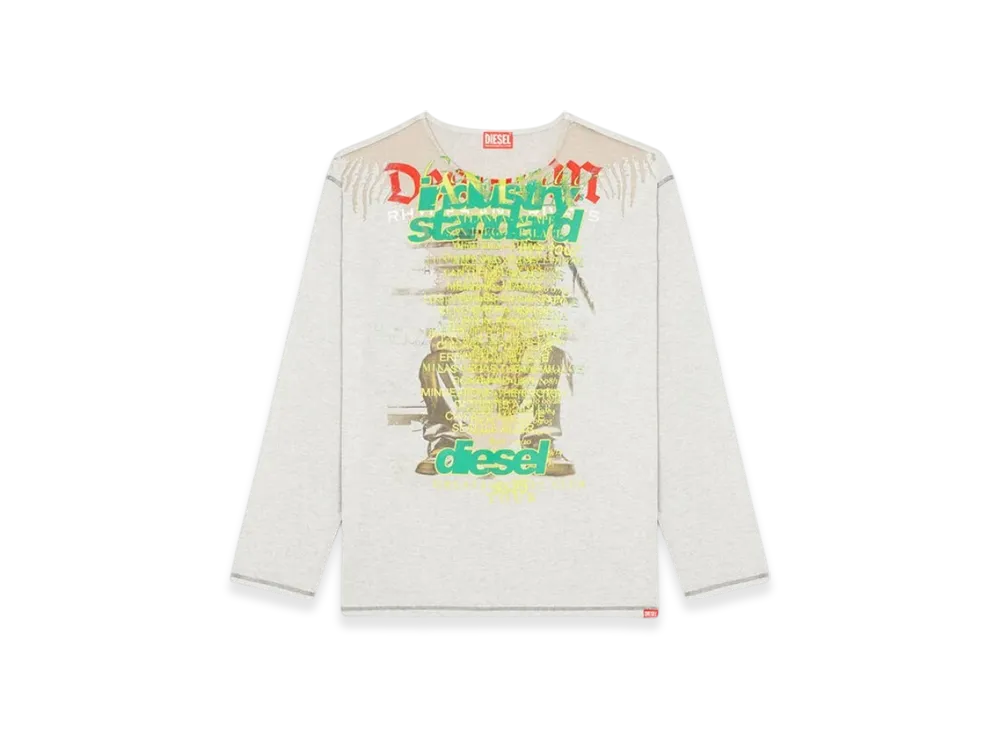 Diesel T-Jerry-B Long-Sleeve T-Shirt With Lyrics Print "Gray"