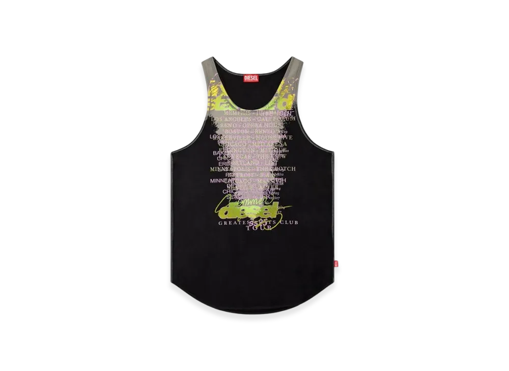 Diesel T-Shan Tank Top With Lyrics Print "Black"