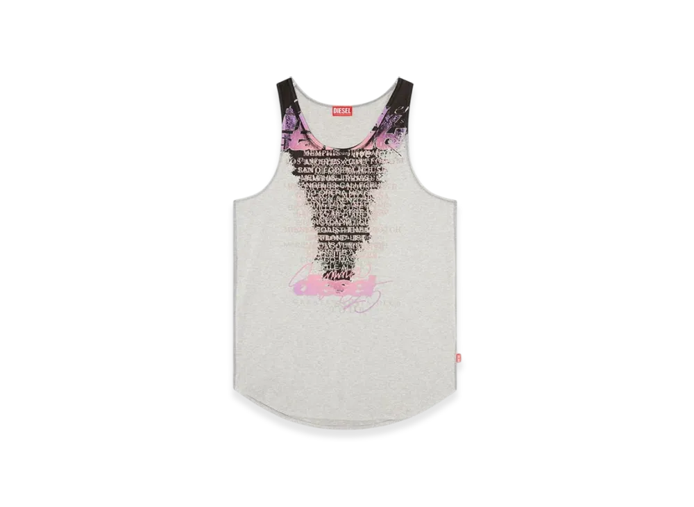 Diesel T-Shan Tank Top With Lyrics Print "Gray"