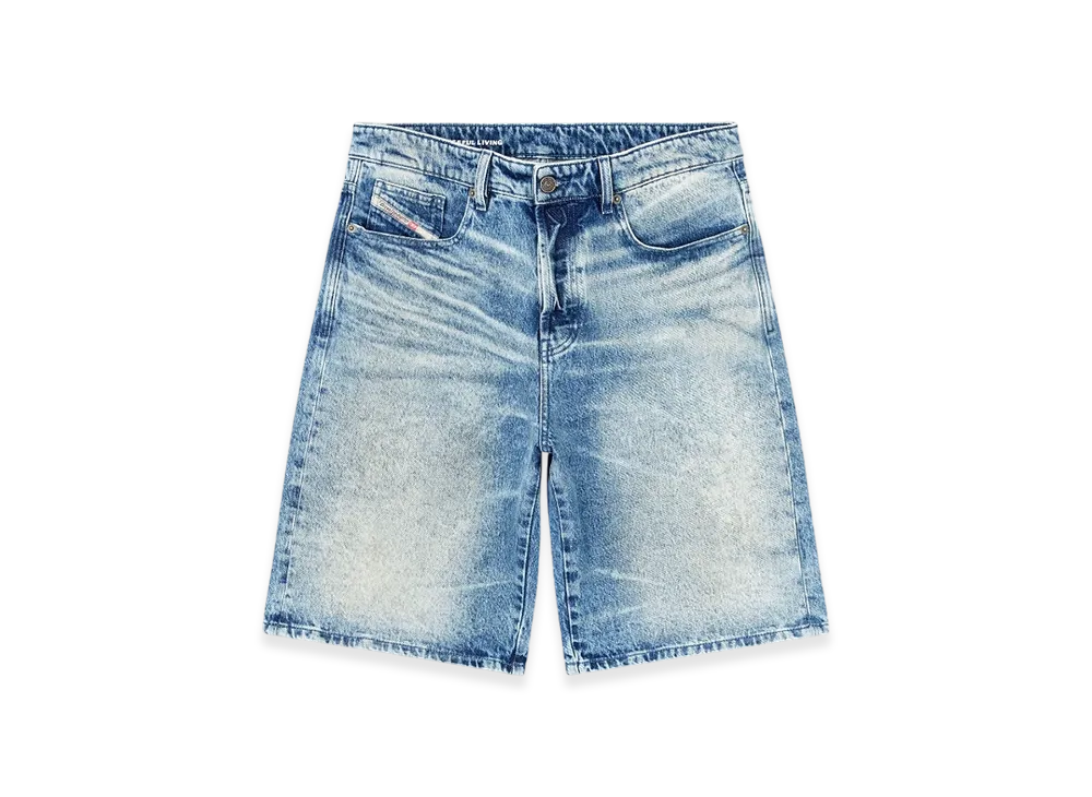 Diesel D-Rixford-S Denim Shorts With Lyrics Print "Medium Blue"