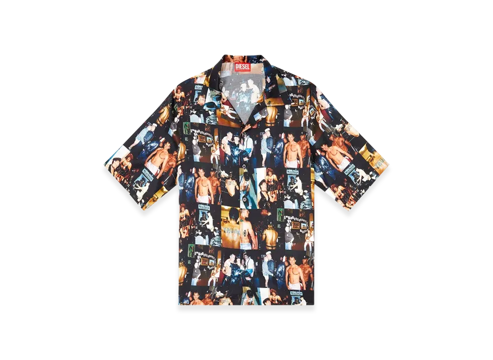 Diesel Pr-S-Mec-Tom25 Bowling Shirt With Graphic Prints "Black"