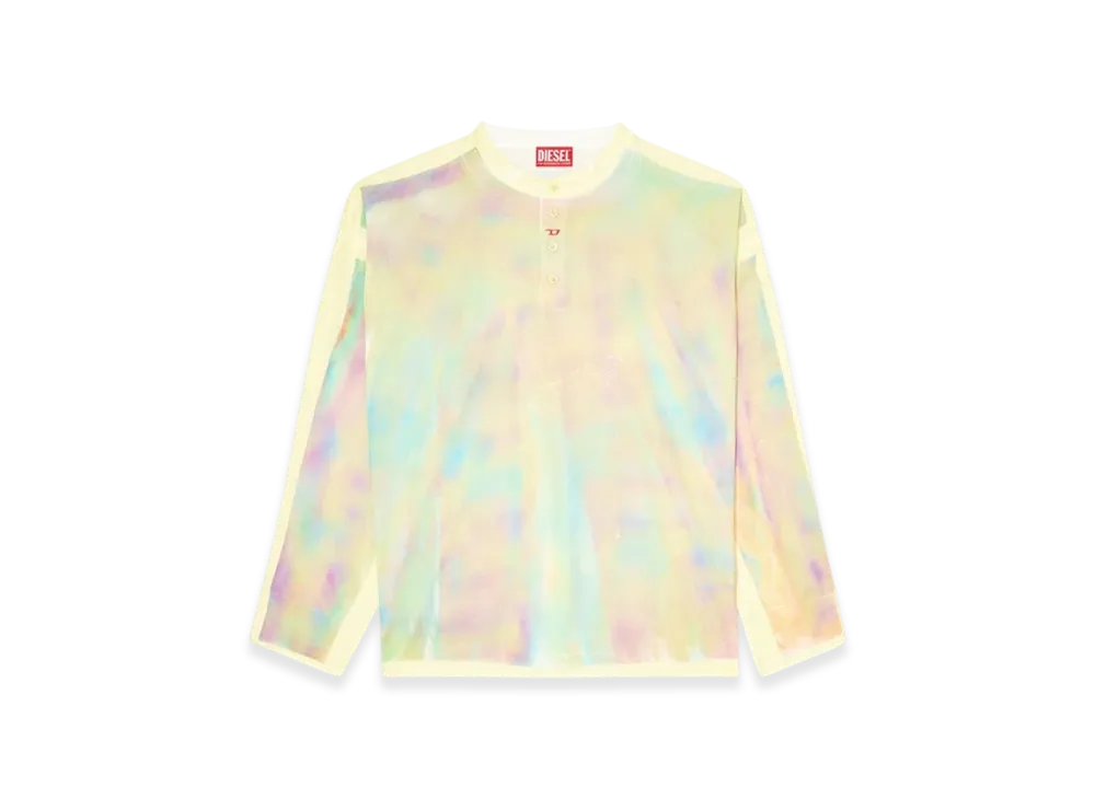 Diesel T-Olavi-A-Ser-Graffiti-Chi Henley Top With Graffiti Print "Yellow"