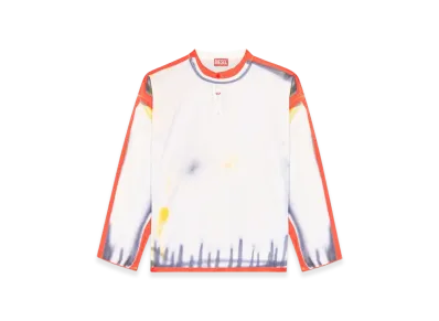 Diesel T-Olavi-A-Ser-Graffiti-Usa Henley Top With Graffiti Print "Red White"