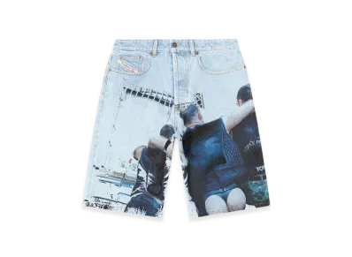 Diesel Pr-D-Rixford-S Denim Shorts With Faded Print "Light Blue"