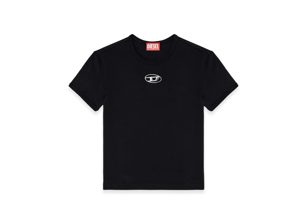 Diesel T-Uncutie-Long-OD-Q1 Slim Fit T-Shirt With Cut-Out Oval D "Black"