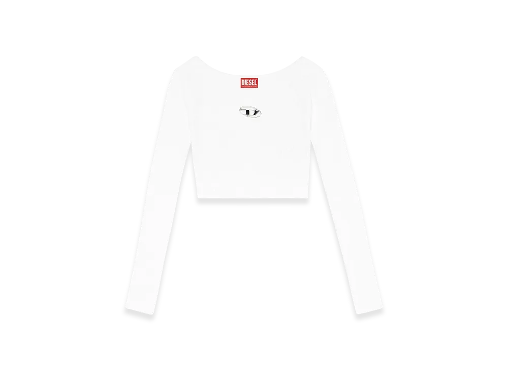 Diesel M-Vera-LS Off-The-Shoulder Top In Ribbed Knit "White"