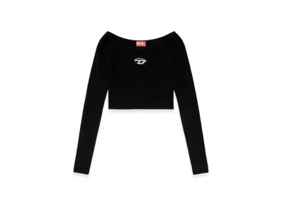 Diesel M-Vera-LS Off-The-Shoulder Top In Ribbed Knit "Gray Black"