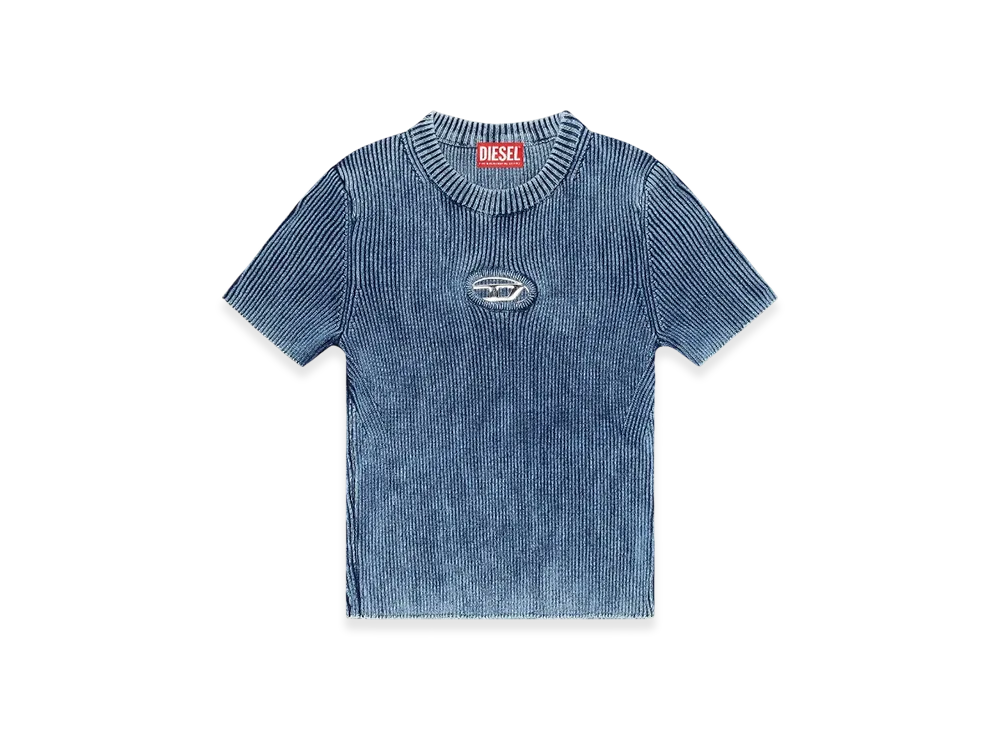 Diesel M-Anchor-A-SS Knitted Crop Top With Denim Effect "Blue"