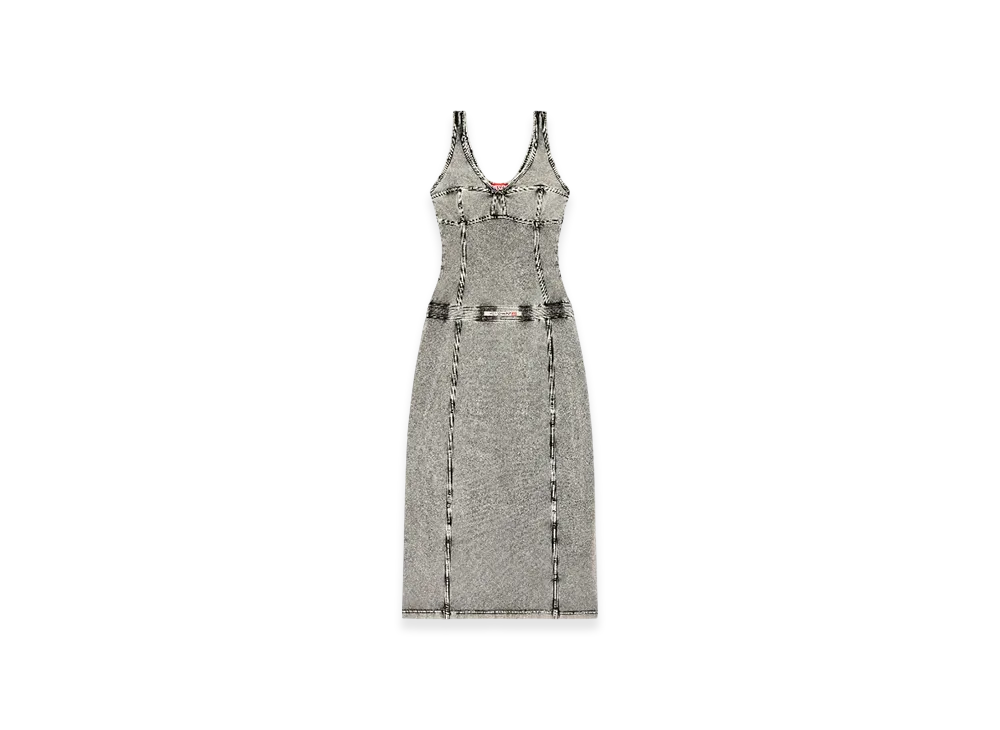 Diesel D-Inny Sleeveless Midi Dress With Denim Effect "Gray"