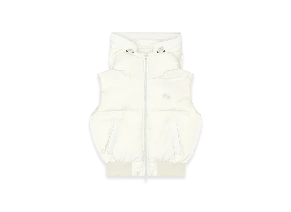 Diesel W-Peyt-SSl-New-P1 Hooded Down Vest In Crinkled Nylon "White"
