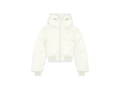 Diesel W-Peyt-Short-New-P1 Hooded Down Jacket In Crinkled Nylon "White"