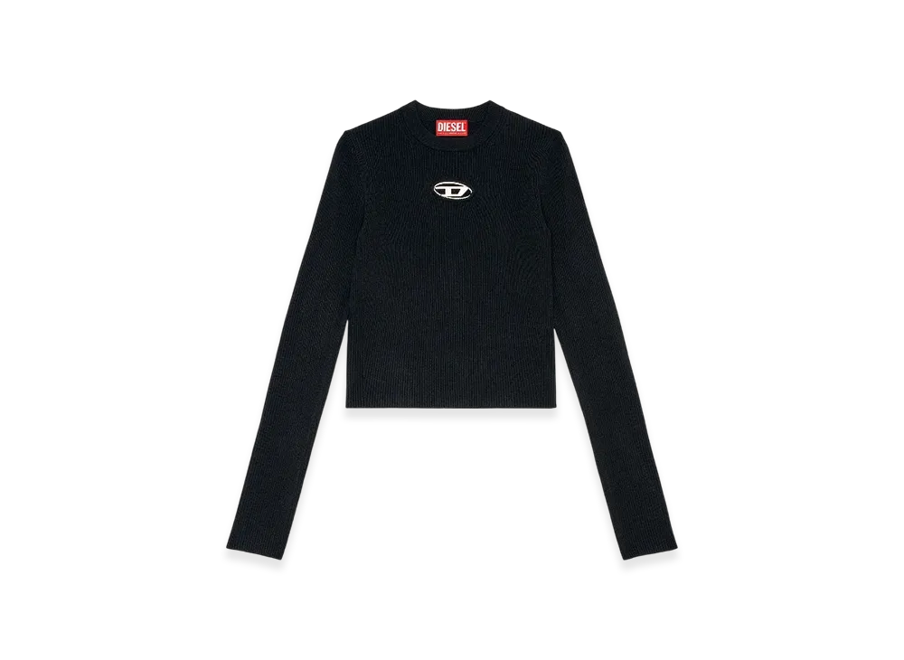 Diesel M-Valari Rib-Knit Viscose-Blend Top With Oval D "Black"