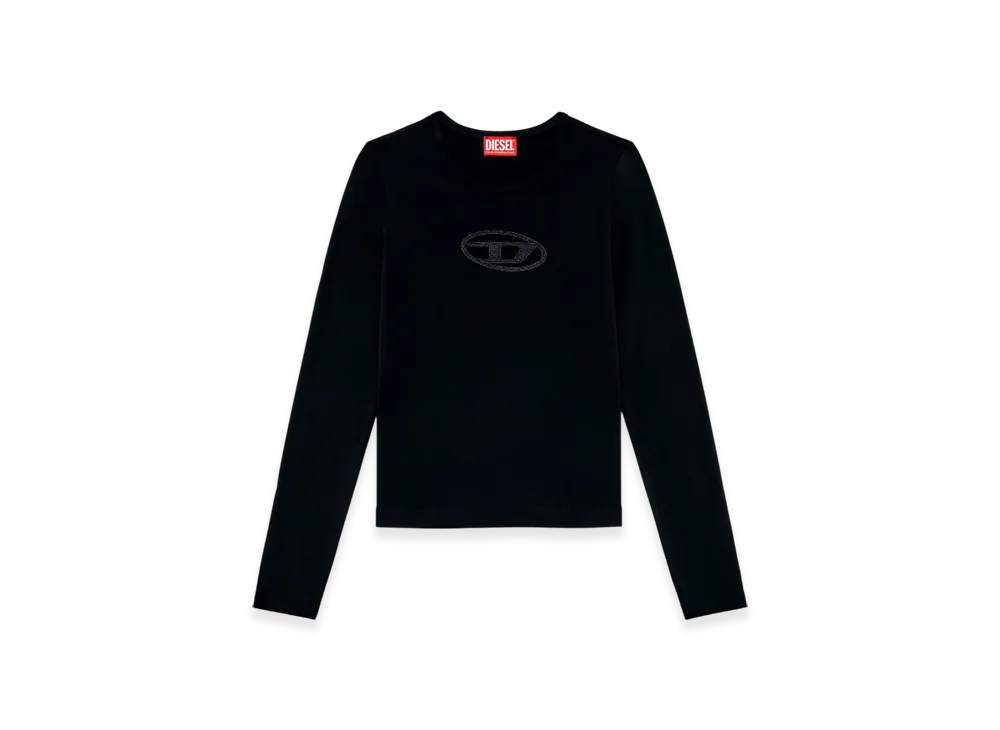 Diesel T-Angie-LS Long Sleeve T-Shirt Tops D Logo "Black"