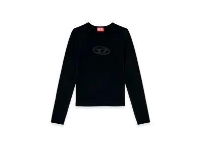 Diesel T-Angie-LS Long Sleeve T-Shirt Tops D Logo "Black"