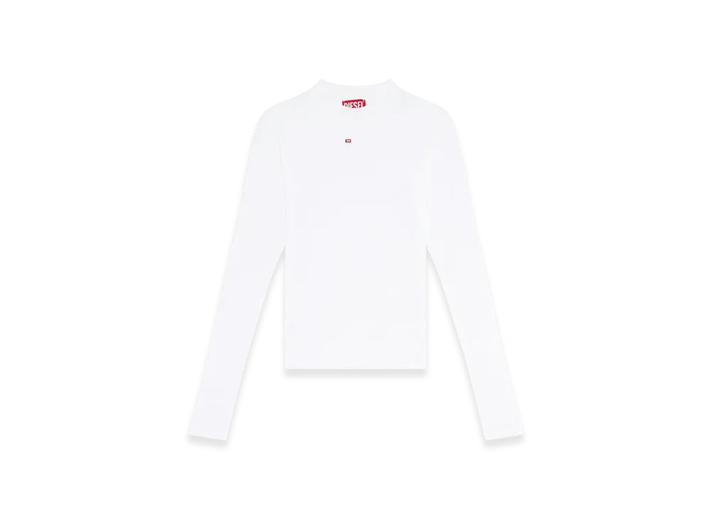 Diesel T-Mokky-LS-Microdiv Long T-Shirt Mock Neck Ribbed Top "White"
