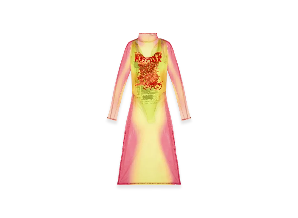 Diesel D-Afnic Layered Midi Dress With Lyrics Print "Pink Green"