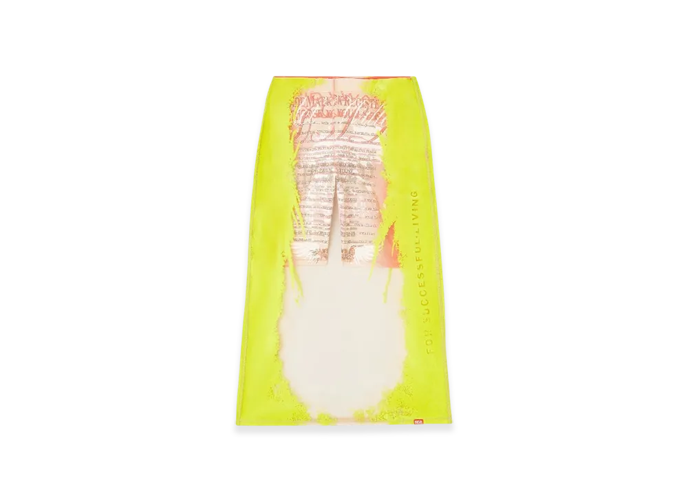 Diesel O-Lyac Layered Midi Skirt With Lyrics Print "Yellow Pink"