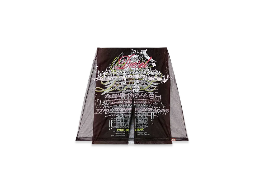 Diesel O-Lympiac-1 Layered Skirt With Lyrics Print "Black"